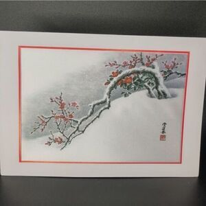 Xmas greeting cards, Asian‎ design with cherry blossoms.